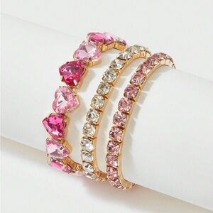 Love Rhinestone Bracelets Set of 3